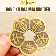 Đồng xu hoa mai bỏ ví kim tiền,  phong thủy Loại To, Vật phẩm chiêu tài, hộ mệnh, thu hút may mắn..